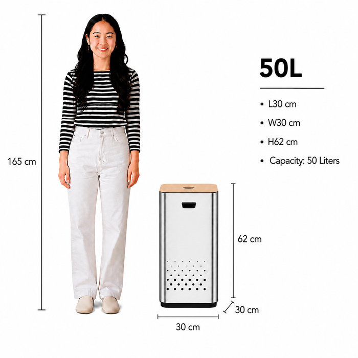 JAVA Laundry Bin | JH8872 | 50L | Laundry Bin | Stainless Steel | Washing | Cleaning | Laundry