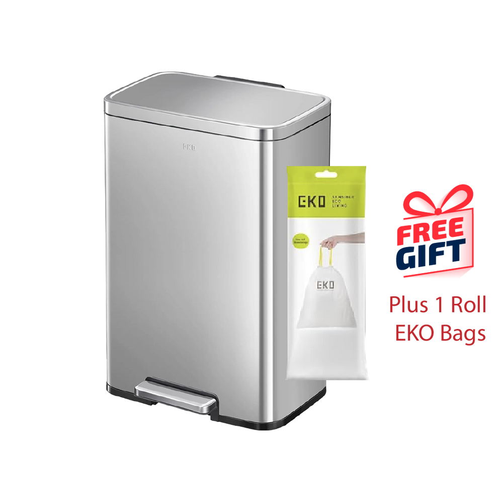 EKO Dustbin | Madison | EK9361 | Trash Bin | Waste Bin | Stainless Steel | Step Pedal Bin | Soft Closing - HippoMart SG
