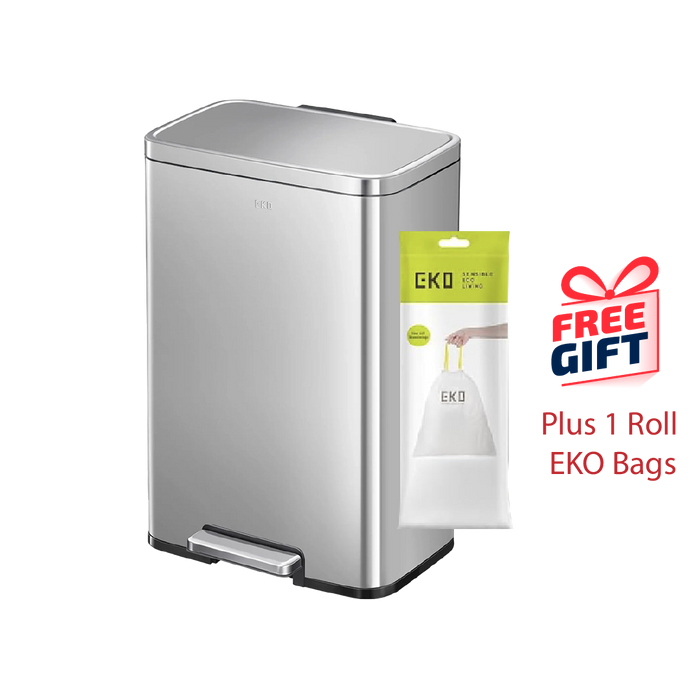 EKO Dustbin | Madison | EK9361 | Trash Bin | Waste Bin | Stainless Steel | Step Pedal Bin | Soft Closing - HippoMart SG
