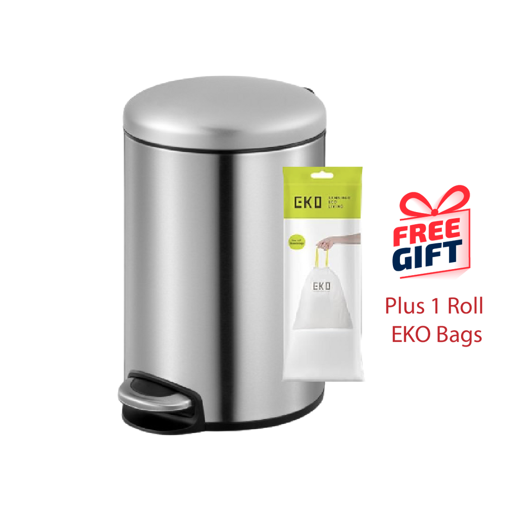 EKO Dustbin | Maggey | EK9213 | Trash Bin | Waste Bin | Stainless Steel | Soft Closing | Pedal Bin - HippoMart SG