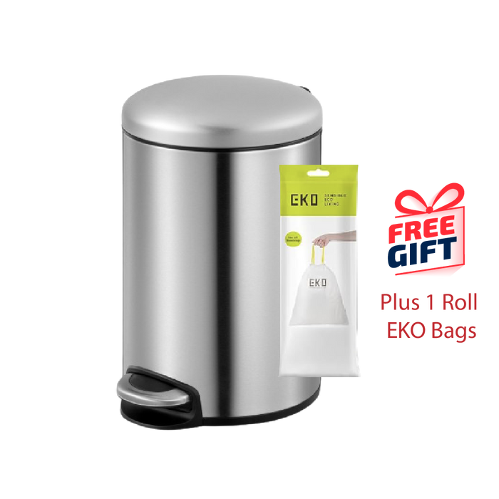 EKO Dustbin | Maggey | EK9213 | Trash Bin | Waste Bin | Stainless Steel | Soft Closing | Pedal Bin - HippoMart SG