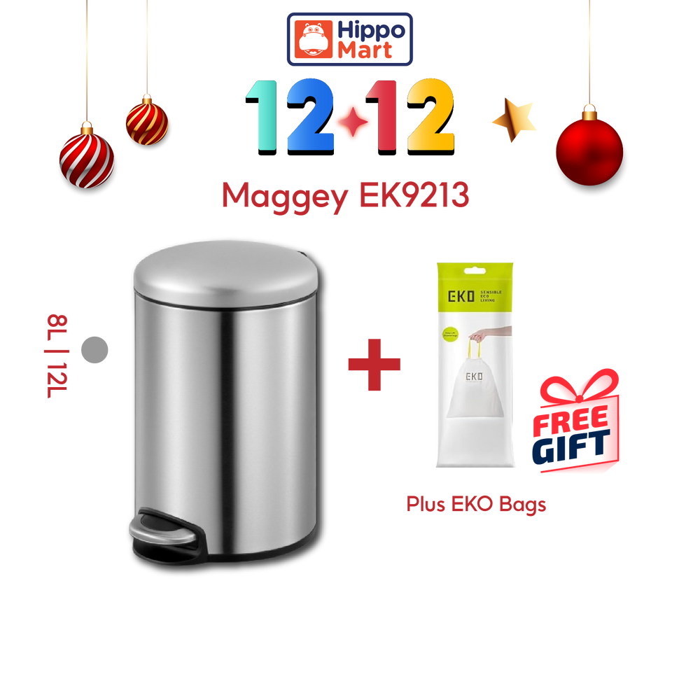 EKO Dustbin | Maggey | EK9213 | Trash Bin | Waste Bin | Stainless Steel | Soft Closing | Pedal Bin