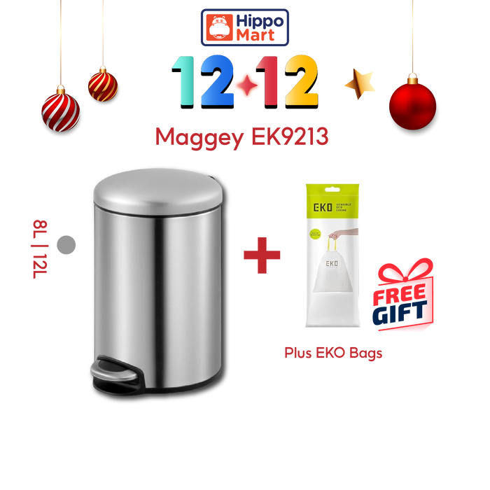 EKO Dustbin | Maggey | EK9213 | Trash Bin | Waste Bin | Stainless Steel | Soft Closing | Pedal Bin