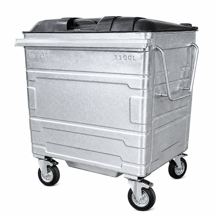 Steel Mobile Garbage Bin | MGB | 660L, 1100L | Trash Bin | Dustbin | Garbage Bin | Trash Bin - HippoMart SG