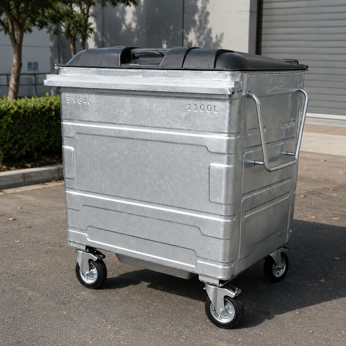 Steel Mobile Garbage Bin | MGB | 660L, 1100L | Trash Bin | Dustbin | Garbage Bin | Trash Bin - HippoMart SG