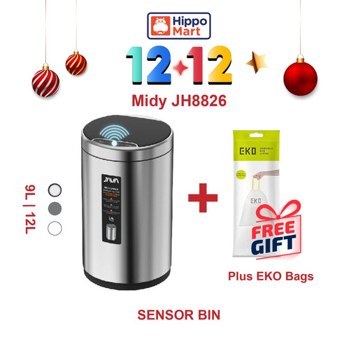 JAVA Dustbin | MIDY | JH8826 | 9L, 12L | Round Sensor Bin | Soft Closing | Waste Bin with USB wire
