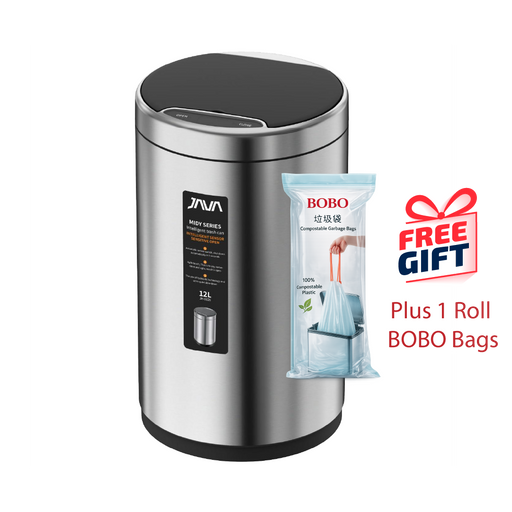 JAVA Dustbin | MIDY | JH8826 | 9L, 12L | Round Sensor Bin | Soft Closing | Waste Bin with USB wire - HippoMart SG