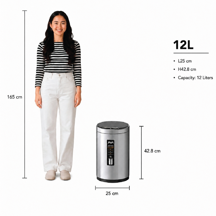 JAVA Dustbin | MIDY | JH8826 | 9L, 12L | Round Sensor Bin | Soft Closing | Waste Bin with USB wire