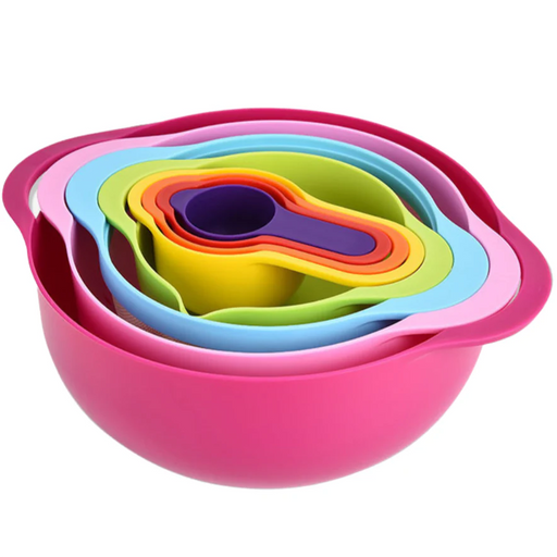 Korean Rainbow Nestable Food Grade ABS Kitchen Utensils & Bowl Set - HippoMart SG