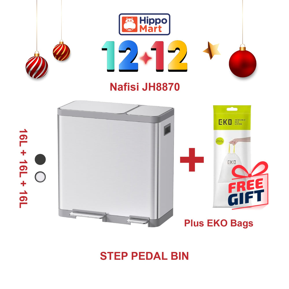 JAVA Recycling Bin | NAFISI | JH8870 | 16L+16L+16L | Triple Liner | Trash Bin | Waste Bin