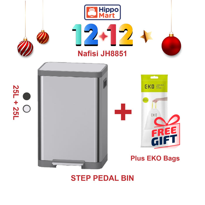 JAVA Recycling Bin | NAFISI | JH8851 | Dual Compartment Bin | 16L +16L | 25L +25L