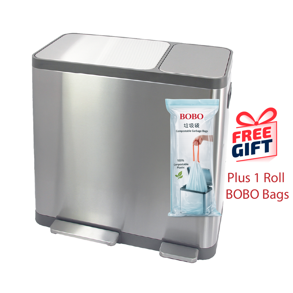 JAVA Recycling Bin | NAFISI | JH8870 | 16L+16L+16L | Triple Liner | Trash Bin | Waste Bin - HippoMart SG