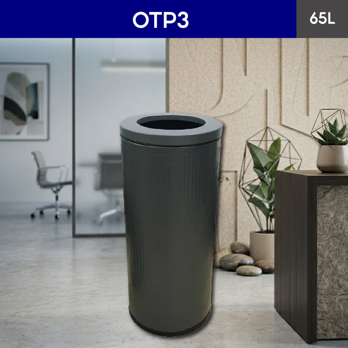 OTP3 Dustbin | 65L | Grey Bin |  Lobby Bin | Open Top Bin | Lobby Bin | Waste Bin | Rubbish Bin - HippoMart SG