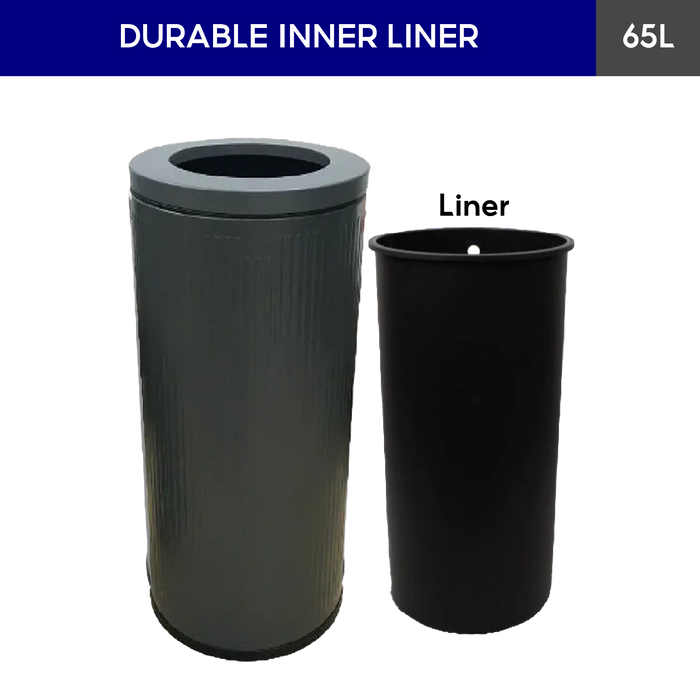 OTP3 Dustbin | 65L | Grey Bin |  Lobby Bin | Open Top Bin | Lobby Bin | Waste Bin | Rubbish Bin - HippoMart SG