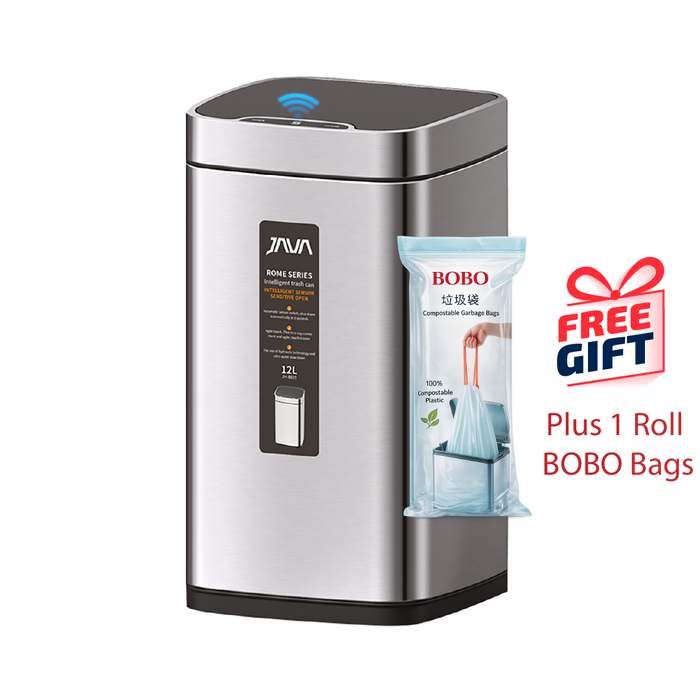 JAVA Dustbin | ROME | JH8829 | 9L, 12L, 28L, 35L | Square Sensor Bin | Soft Closing | Trash Bin - HippoMart SG