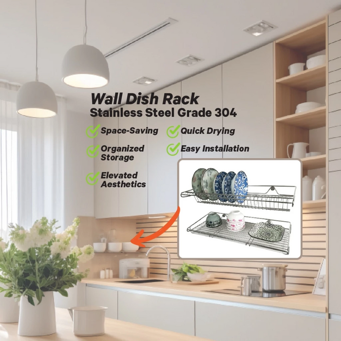 Stainless Steel 304 Dish Drainer/ Wall Mounted Dish Rack - HippoMart SG