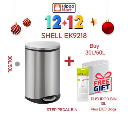 EKO Dustbin | Shell | EK9218 | Trash Bin | Waste Bin | Stainless Steel | Soft Closing | 30L/50L