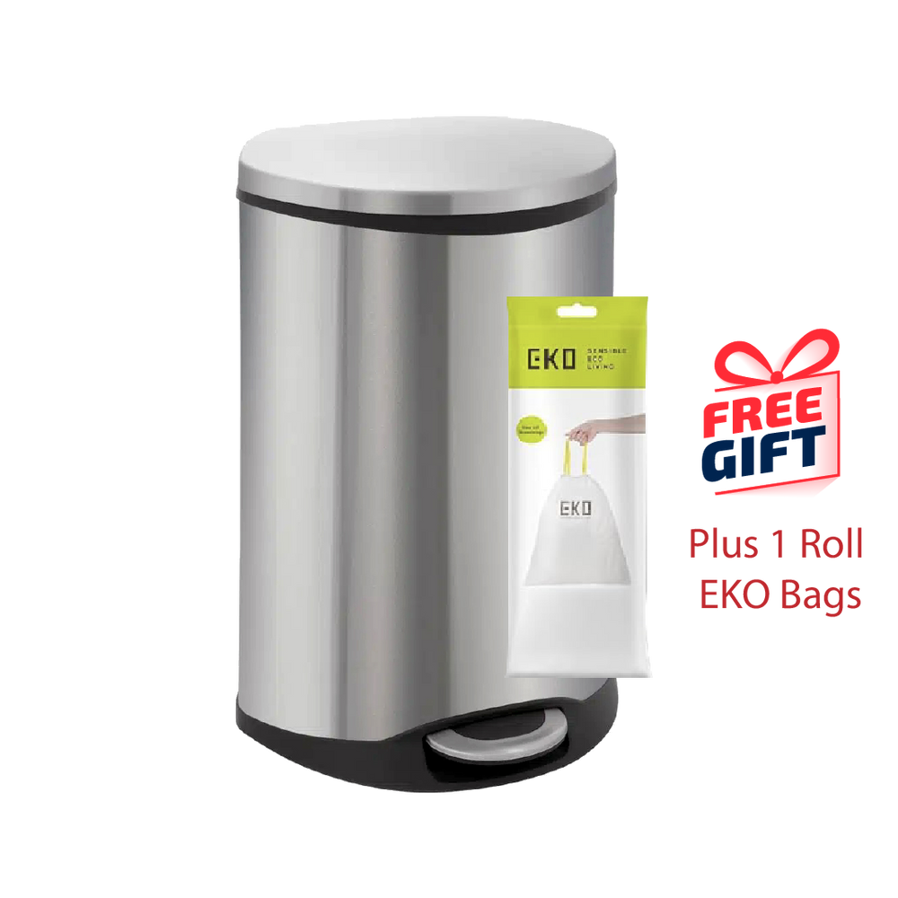 EKO Dustbin | Shell | EK9218 | Trash Bin | Waste Bin | Stainless Steel | Soft Closing | 30L/50L - HippoMart SG
