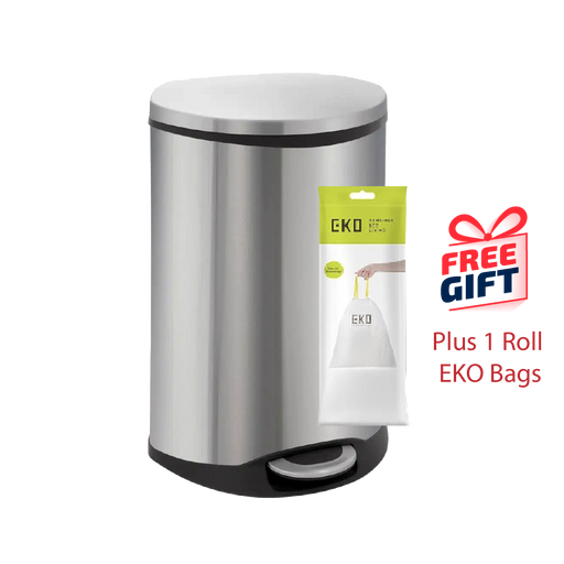 EKO Dustbin | Shell | EK9218 | Trash Bin | Waste Bin | Stainless Steel | Soft Closing | 30L/50L - HippoMart SG