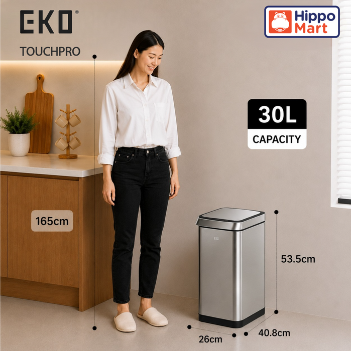 EKO Dustbin | Touchpro | EK9179 | Trash Bin | Waste Bin | Press Open | Soft Opening | Stainless Bin