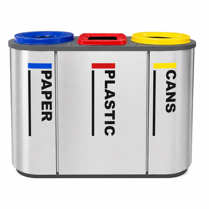 Stainless Steel Recycling Bins Station | 2-in-1, 3-in-1, 4-in-1 Multi-Compartment Options - HippoMart SG
