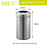 EKO Dustbin | Urban | EK9055 | Trash Bin | Waste Bin | Stainless Steel | Round Open Top | 60L - HippoMart SG
