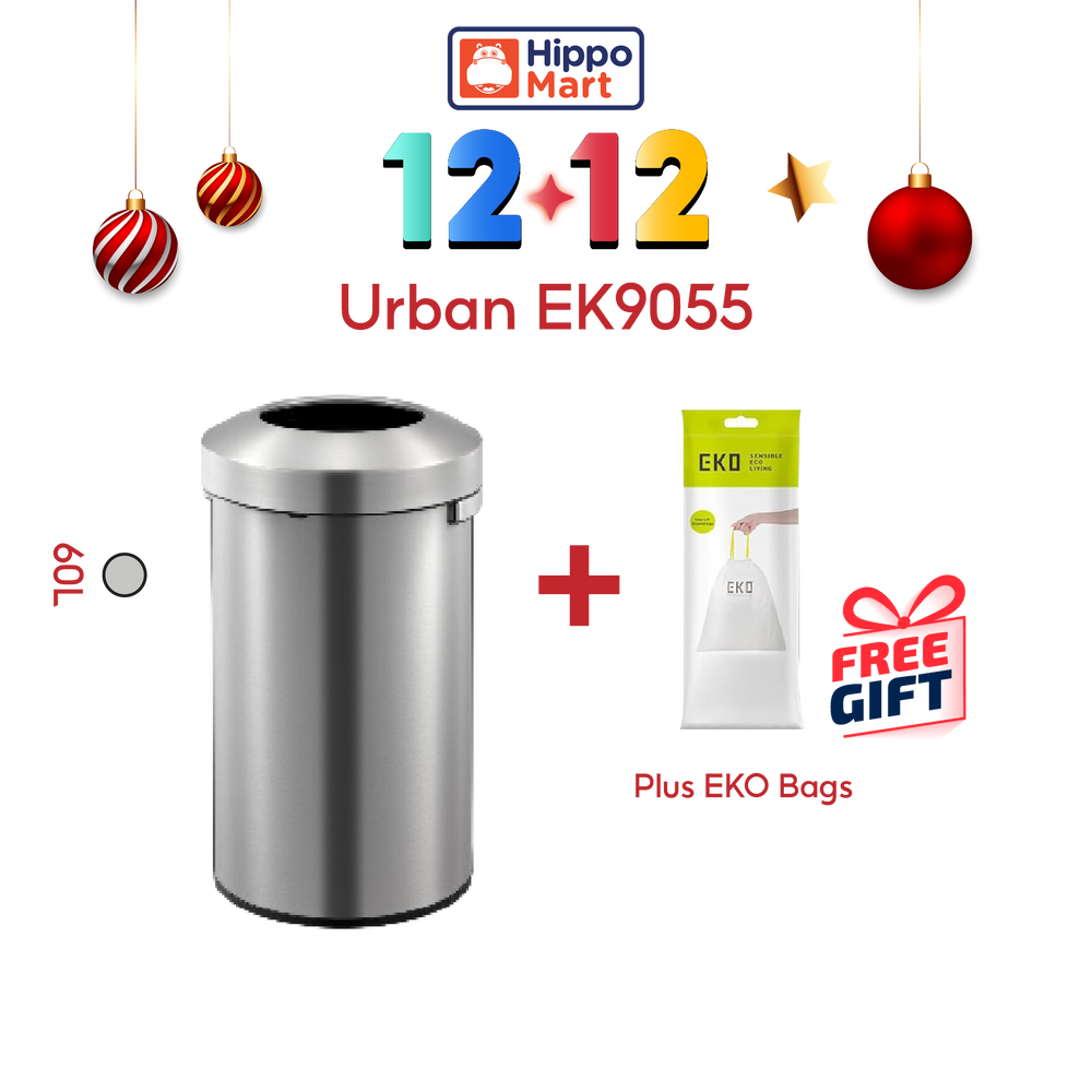 EKO Dustbin | Urban | EK9055 | Trash Bin | Waste Bin | Stainless Steel | Round Open Top | 60L