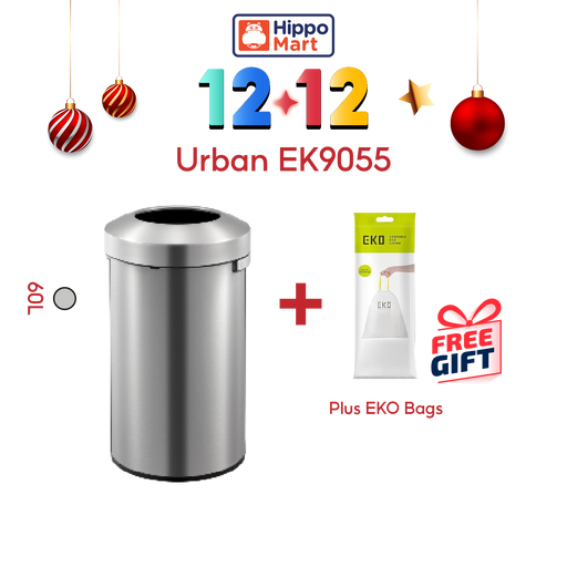 EKO Dustbin | Urban | EK9055 | Trash Bin | Waste Bin | Stainless Steel | Round Open Top | 60L