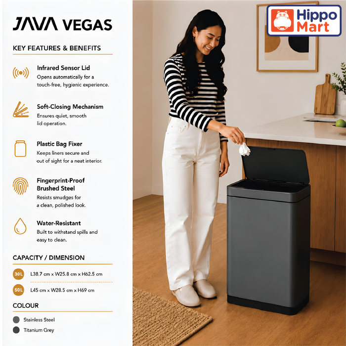 JAVA Sensor Bin | VEGAS | JH8828 | Multiple Size | Dustbin | Trash Bin | Dustbin for Kitchen
